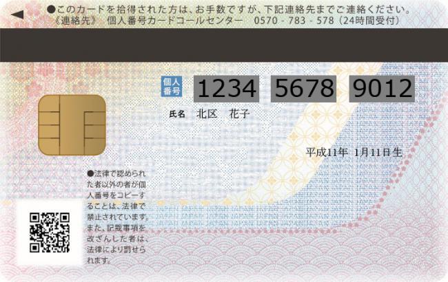 写真:個人番号カード裏