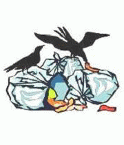 イラスト:ゴミをあさるカラス