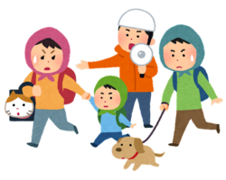 イラスト:ペットと避難