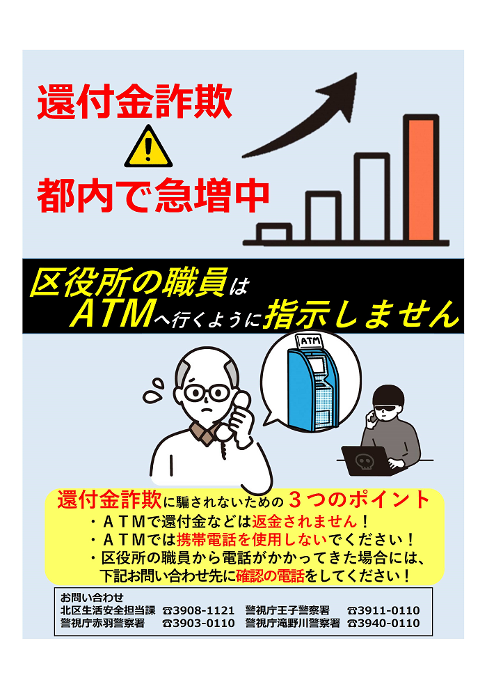 還付金被害急増中のチラシ