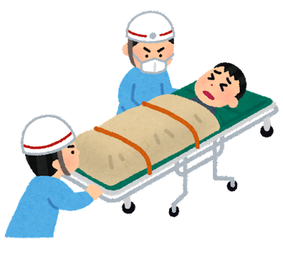 イラスト：担架での救急搬送の様子