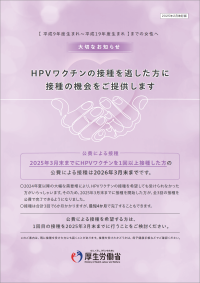 写真：キャッチアップ接種リーフレット