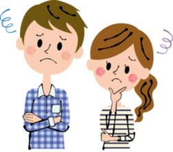 悩む夫婦のイラスト