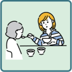 イラスト:家族の身の回りの世話をしている様子