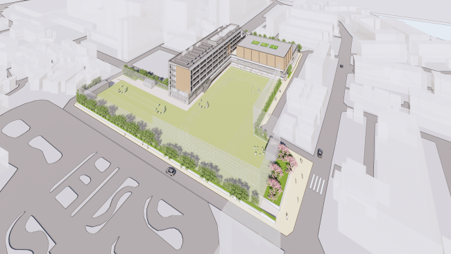 イラスト：堀船中学校パース鳥瞰図