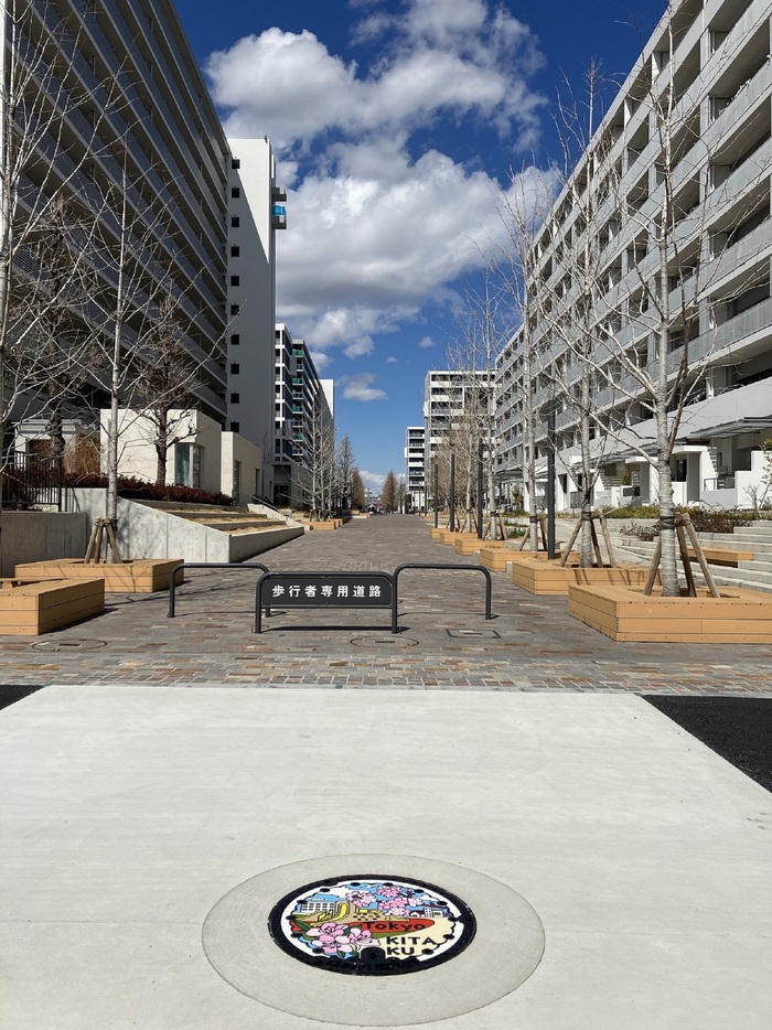 設置したデザインマンホールといちょう通り