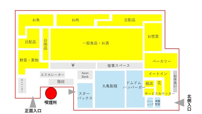 イオンスタイル赤羽（喫煙場所）の案内図