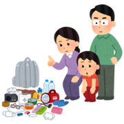 イラスト:非常用持ち出しバッグ確認