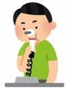 イラスト:肺年齢測定をする男性