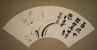 川口松太郎・岩田専太郎合作　扇面額の画像