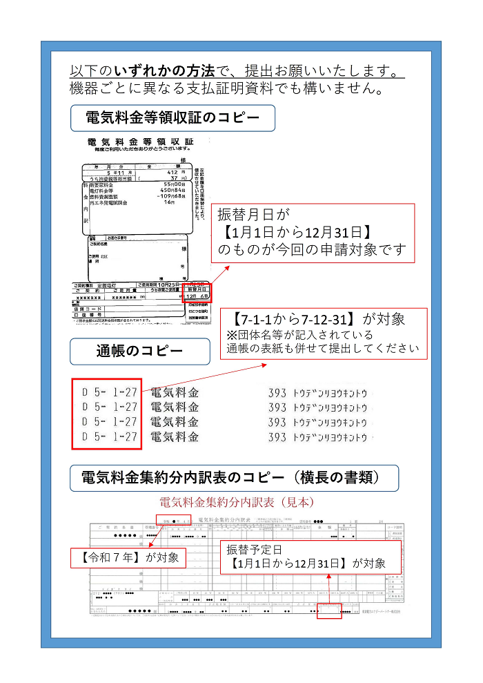 支払いを証明する書類の例示