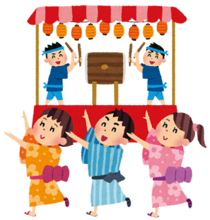 盆踊りと太鼓のイラスト
