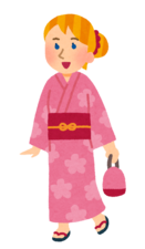 浴衣を着た外国人のイラスト（女性）