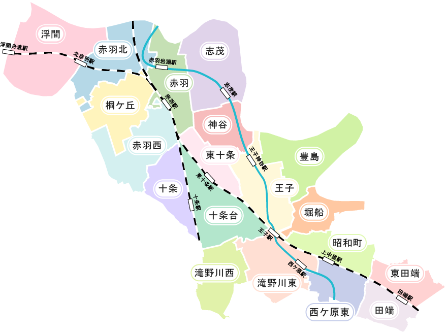 北区の自治会地区別地図